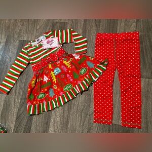 NWT Ann Loren boutique girls 2 pc holiday. Christmas outfit sz 2/3, 4/5, 7/8